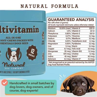 Natural Dog Company Dog Multivitamin Supplement Chews - 90 Count