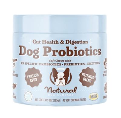 Natural Dog Company Dog Probiotic Supplement Chews - 45 Count
