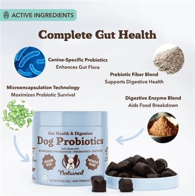 Natural Dog Company Dog Probiotic Supplement Chews - 45 Count