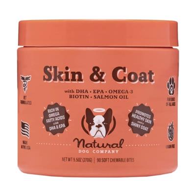Natural Dog Company Dog Skin & Coat Supplement Chews - 90 Count