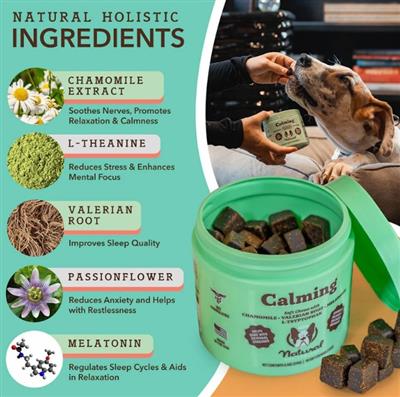 Natural Dog Company Dog Calming Supplement Chews - 90 Count
