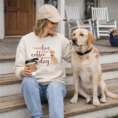 Crewneck Fleece: Coffee and My Dog (Cream)
