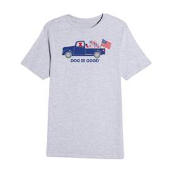T-shirt: Dog is Good Patriotic Truck (Unisex, Grey)