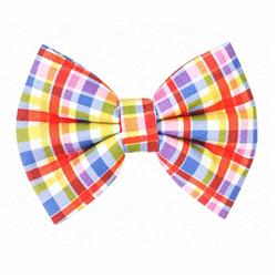 RED YELLOW PURPLE PLAID - DAPPER DEXTER DOG BOW TIE