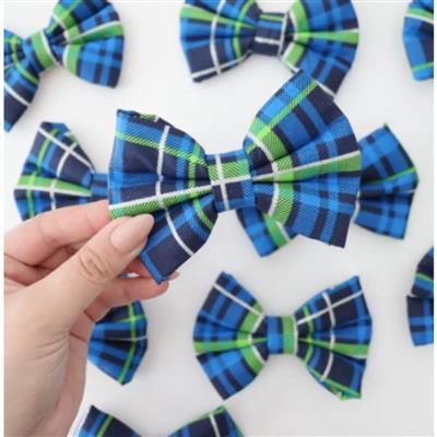 BLUE GREEN SILVER PLAID - DAPPER DEXTER DOG BOW TIE