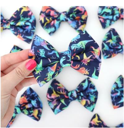 NAVY DINOS- DAPPER DEXTER DOG BOW TIE