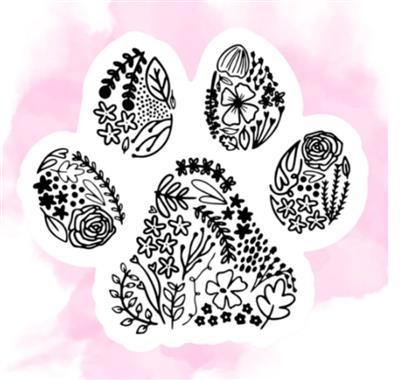 FLORAL DOG PAW STICKER
