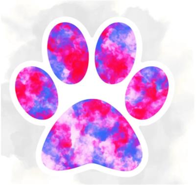 PINK TIE DYE PAW PRINT STICKER
