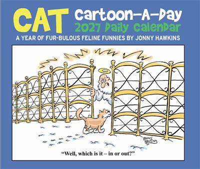Cat Cartoon-A-Day by Jonny Hawkins 2027 5.4" x 6.2" Box Calendar