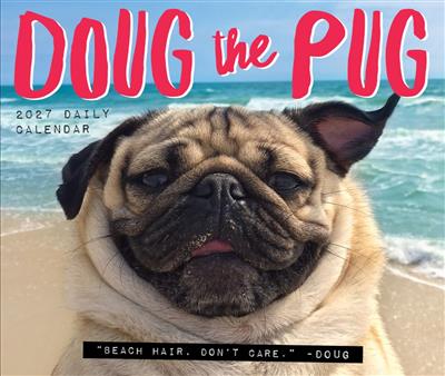 Doug the Pug 2027 5.4" x 6.2" Box Calendar-USA