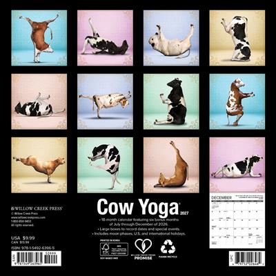 Cow Yoga 2027 7" x 7" Mini Wall Calendar