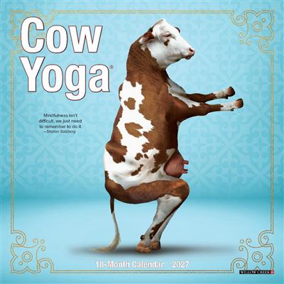 Cow Yoga 2027 7" x 7" Mini Wall Calendar