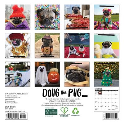 Doug the Pug 2027 7" x 7" Mini Wall Calendar