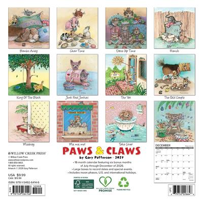 Paws & Claws by Gary Patterson 2027 7" x 7" Mini Wall Calendar