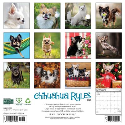 Chihuahua Rules 2027 12" x 12" Wall Calendar