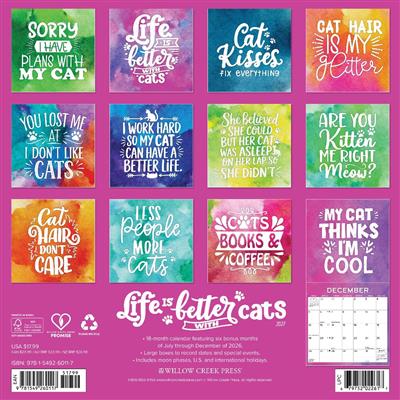 Life is Better With Cats 12" x 12" Wall Calendar