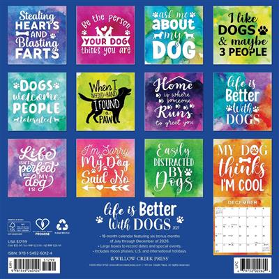 Life is Better With Dogs 12" x 12" Wall Calendar