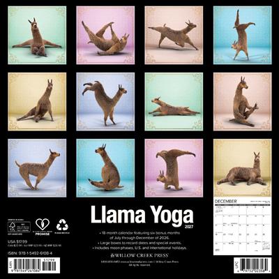 Llama Yoga 2027 12" x 12" Wall Calendar
