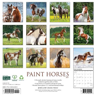 Paint Horses 2027 12" x 12" Wall Calendar