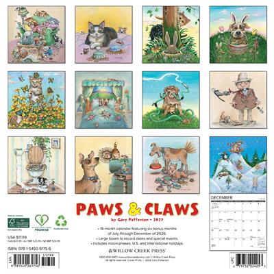 Paws & Claws by Gary Patterson 2027 12" x 12" Wall Calendar