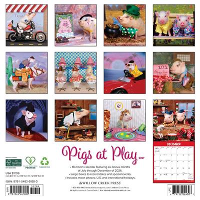 Pigs at Play 2027 12" x 12" Wall Calendar