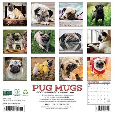 Pug Mugs 2027 12" x 12" Wall Calendar
