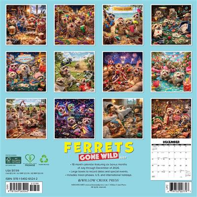 Ferrets Gone Wild  2027 12" x 12" Wall Calendar