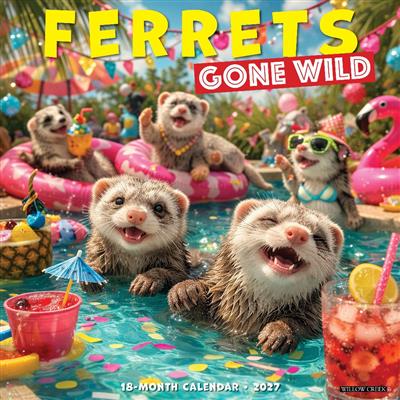 Ferrets Gone Wild  2027 12" x 12" Wall Calendar