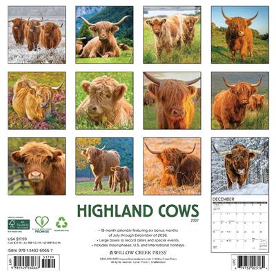 Highland Cows 2027 12" x 12" Wall Calendar