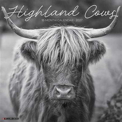 Highland Cows  B&W 12" x 12" Wall Calendar