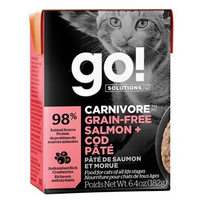 Petcurean - Go! Cat Carnivore Grain Free Pate Salmon & Cod 6.4oz. (Case of 24)