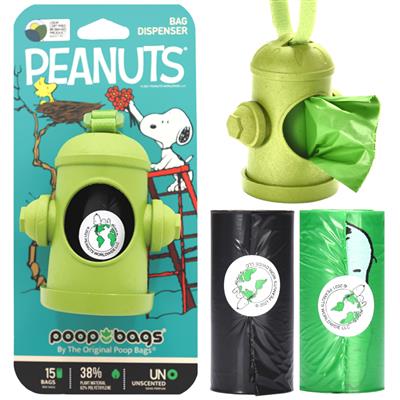 Peanuts® USDA Biobased Dog Poop Bag Dispenser with 15 Bags