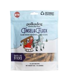 Polkadog Tinsel & Flock Clam Sticks Dog Treats, 5-oz