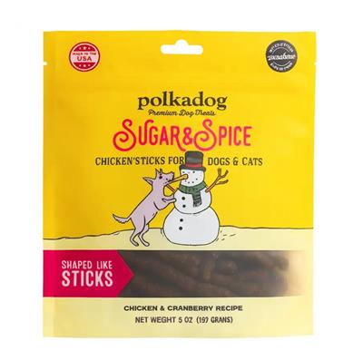 Polkadog Sugar & Spice Chicken Sticks Chicken & Cranberry Dog Treats, 5-oz