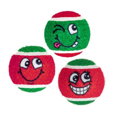 KONG Holiday Grinz Naughty & Nice Sport Balls 3-pk Md