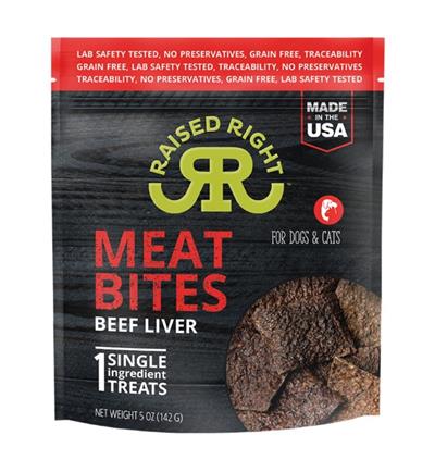 Raised Right Dog Cat Meat Bites Beef 5oz. (Case of 6)