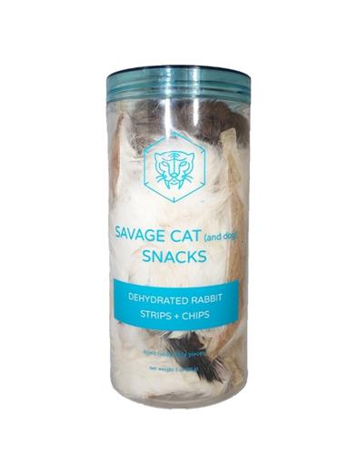 Savage Cat Dog Cat Dehydrated Rabbit Strips & Scalp Chips 3oz.