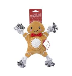 Territory Dog Toys - 2-In-1 Gingerbread Fetch Tug 10 INCHES