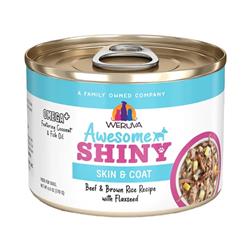 Weruva Wet Dog Food - Awesome Shiny Beef & Brown Rice Recipe with Flaxseed In Broth Canned 6OZ - 8 PACK