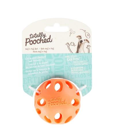 Totally Pooched Huff'n Puff Rubber Ball Dog Toy, Orange, Large