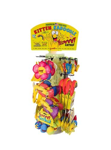 Yeowww Catnip Rotating Display of 70 Kitten Kaboodle Cat Toys