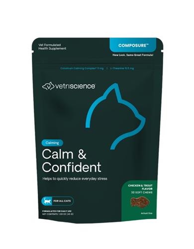 VETRISCIENCE DOG CALM & CONFIDENT CHEWS TROUT FLAVOR - 30 COUNT