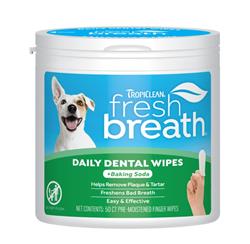 Fresh Breath By Tropiclean Dog & Cat Finger Dental Wipes 50Ct