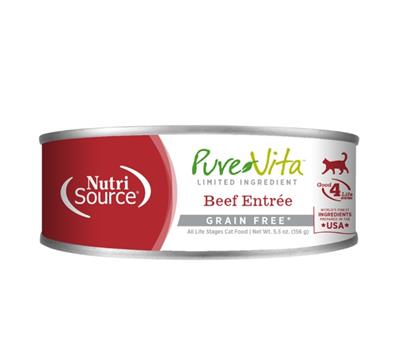 PureVita Grain Free Beef & Beef Liver Can Cat Food 12/5.5 oz Case