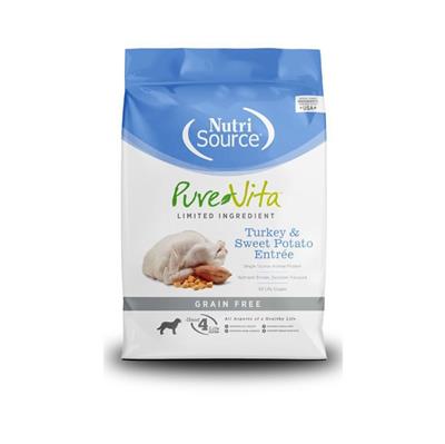 NutriSource PureVita LID Grain Free Dry Dog Food Turkey & Sweet Potato Entrée 25lb