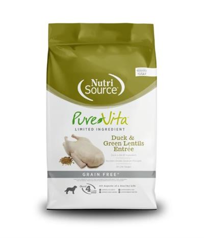 Pure Vita Grain Free Duck & Green Lentils Dry Dog Food, 4 Pounds