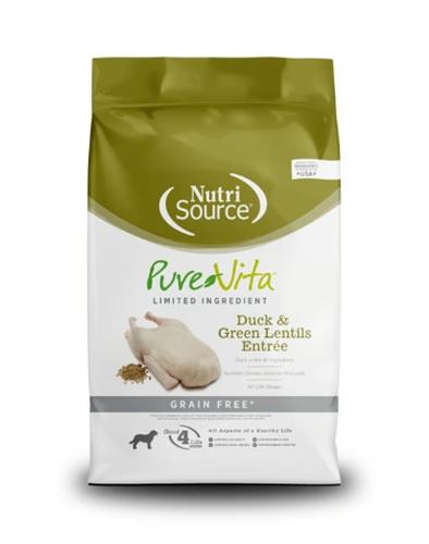 Pure Vita Grain-Free Duck & Green Lentils Recipe Dry Dog Food, 12 lb