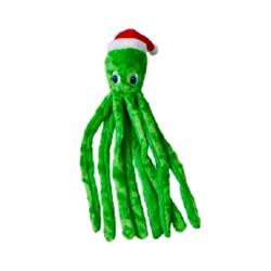 ThoozyPet Holiday Octopus w/ Santa Hat 15" Plush Dog Toy