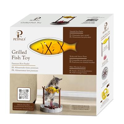 PetPals Interactive Cat Treat-Dispensing Cat Toy- 11"H, Dispensing, Small, Grilled Fish Toy - COPY