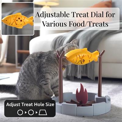 PetPals Interactive Cat Treat-Dispensing Cat Toy- 11"H, Dispensing, Small, Grilled Fish Toy - COPY